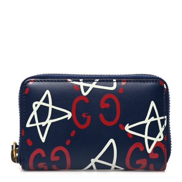 💙♥️GUCCI Calfskin Ghost Zip Around Card Case/Wallet - Picture 4 of 10